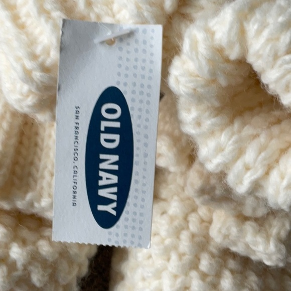 NWT Old Navy Light Cream Knit Half Fingerless with Flap Winter Gloves On… - Picture 3 of 5